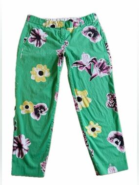 J. Crew Green Floral Cropped Pants